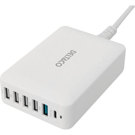 Deltaco USBC-MO100 Charge Station 6 Devices 1 X USB-C PD 30W 1 X USB-A 18W 4 X