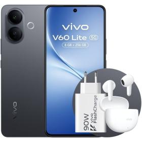 Smartphone Vivo V60 Lite 8GB/ 256GB/ 6.77'/ 5G/ Negro/ Incluye Cargador 90W y Buds