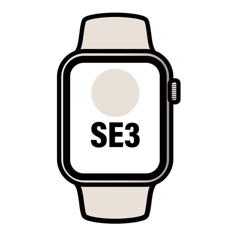 Apple Watch SE3/ GPS/ Cellular/ 40mm/ Caja de Aluminio Blanco Estrella/ Correa Deportiva Blanco Estrella S/M