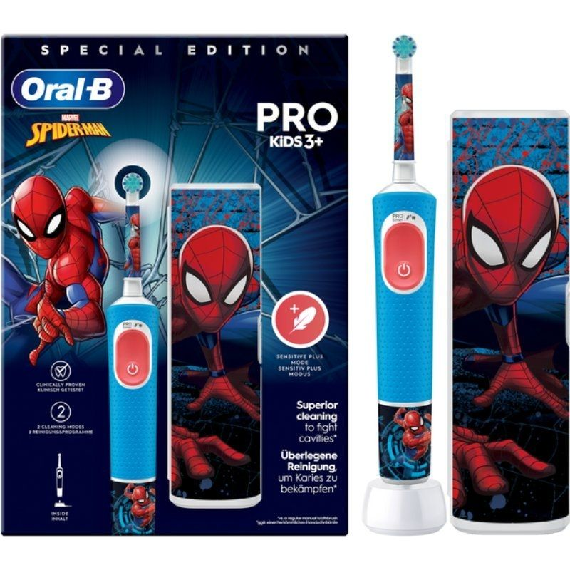 Cepillo Dental Oral-B Pro Kids 3 Spiderman Especial Edition/ Incluye 1 Recambio y estuche de viaje