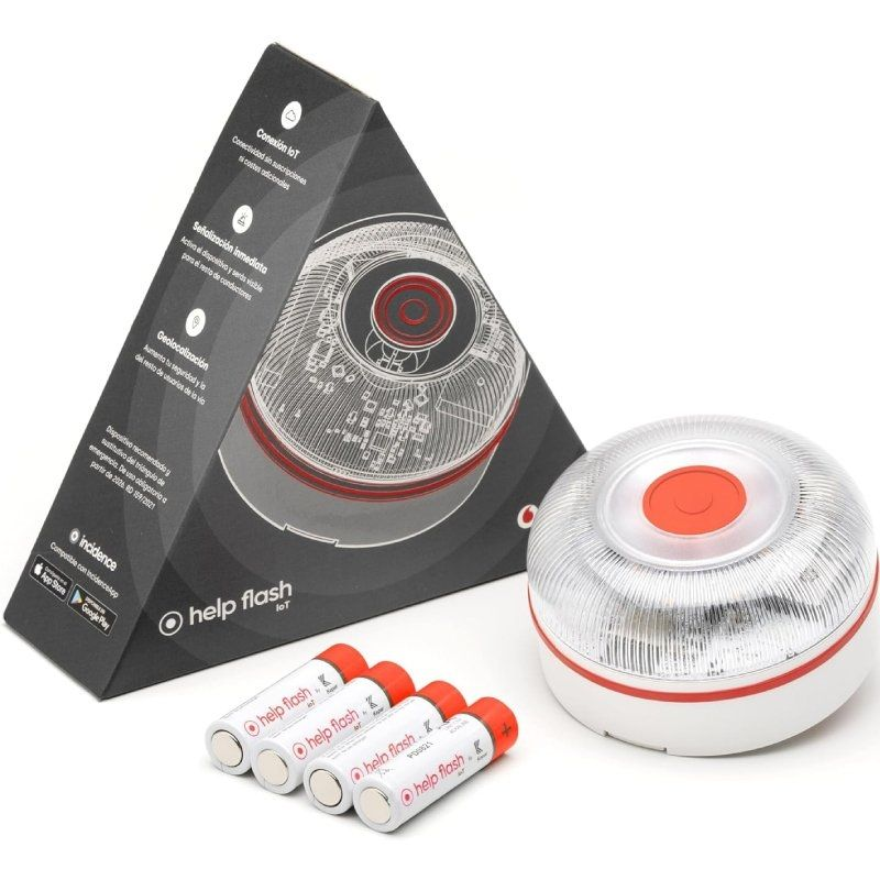 Luz baliza de emergencia para coche Help Flash V16 Connected IoT/ Homologada/ Base Imantada/ Geolocalizable/ Funciona a Pilas
