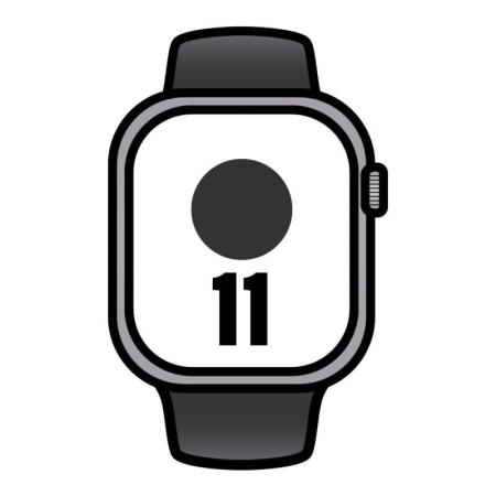 Apple Watch Series 11/ GPS/ 42mm/ Gris espacial/ Correa Deportiva Negra (M/L)