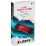 Disco Externo SSD Kingston Dual Portable SSD 2TB/ USB Tipo-C y USB 3.2/ Rojo