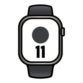 Apple Watch Series 11/ GPS/ Cellular/ 42mm/ Titanio Negro/ Pizarra Correa Deportiva Negro (S/M)