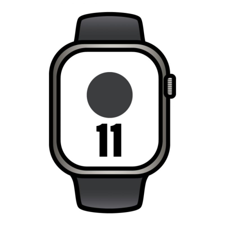 Apple Watch Series 11/ GPS/ Cellular/ 42mm/ Titanio Negro/ Pizarra Correa Deportiva Negro (S/M)
