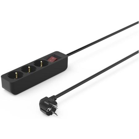 Hama Power Strip 3-FOLD w/ Switch 1.4 M Black