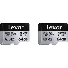 Lexar MicroSDXC Silver Plus UHS-1 64GB V30 R205/W100MB/s - 2pack