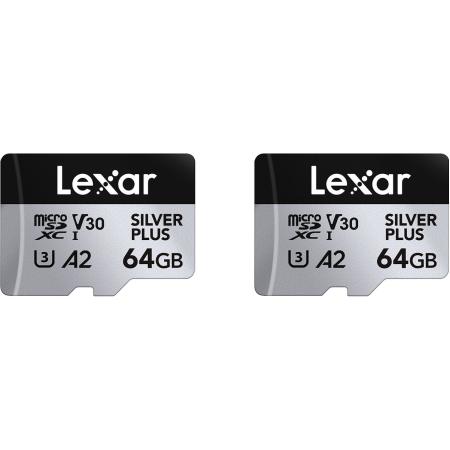 Lexar MicroSDXC Silver Plus UHS-1 64GB V30 R205/W100MB/s - 2pack