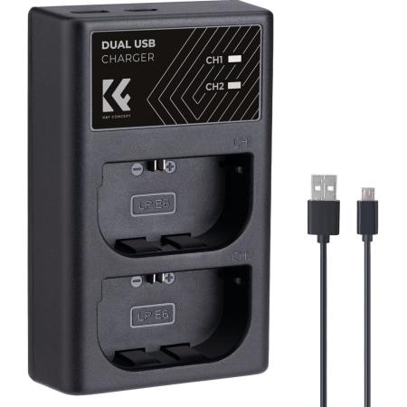 K&amp;F Concept Dual Battery-Charger For LPE6NH w/ USB-C