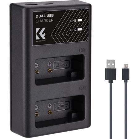 K&amp;F Concept Dual Battery-Charger For LP-E17 w/ USB-C