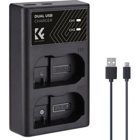 K&amp;F Concept Dual Battery-Charger For EN-EL15 w/ USB-C