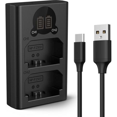 K&amp;F Concept NP-FZ100 Dual Battery-Charger USB-C w/ Display
