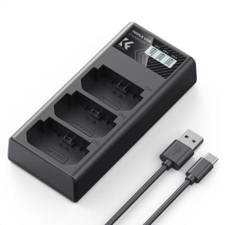 K&amp;F Concept NP-FZ100 Triple Battery-Charger USB-C Display