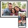Pora&amp;Co Digital Photo Frame Black Wood w/ WiFi And Frameo App 39cm