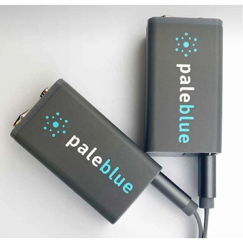 Pale Blue Li-ion Rechargeable 9V Battery 2 Pack Of 9V w/ 2x1 Charging Cable