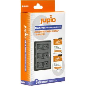 Jupio Value Pack: 2X Battery Osmo Action 3/4/5 Pro 1950mAh + USB Triple Charger