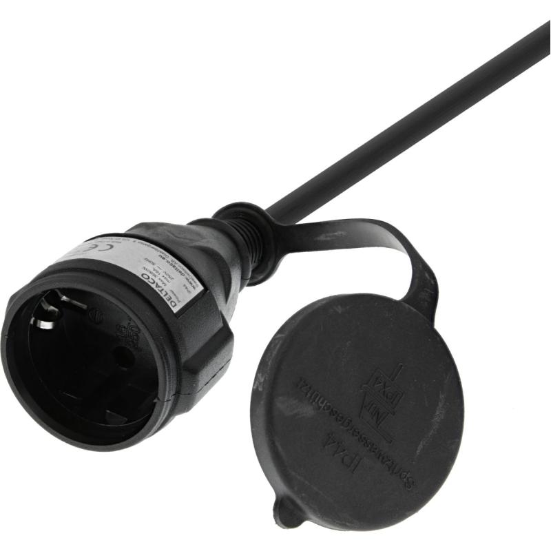 Deltaco Extension Cable Buitengebruik Geaard IP44 10 M Black