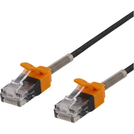 Deltaco Gaming CAT6a Cable w/ Spring Strain Relief 2m - Black/Orange