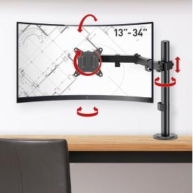 Barkan Monitor Arm - 1 Scherm 13&amp;#039;-34&amp;#039; - Black