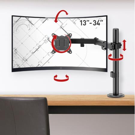Barkan Monitor Arm - 1 Scherm 13&amp;#039;-34&amp;#039; - Black