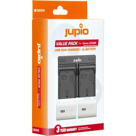 Jupio Value Pack: 2X Battery LP-E6P Ultra 2600mAh + USB Dual Charger