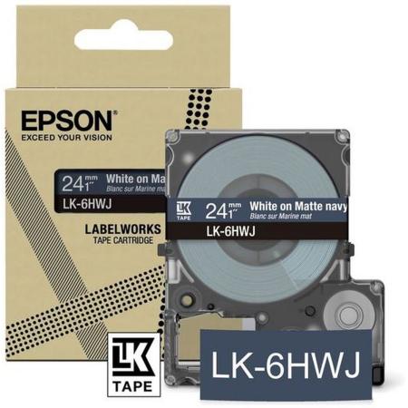Epson Matte Navy/White 24mm LK-6HWJ