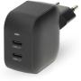 Nedis Charger | 45 W | Gan | PD3.0 | 2.25 / 3.0 A | Outputs:2 | 2X USB-C | Black