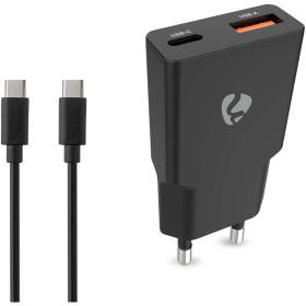 Nedis Charger | 20 W | Gan | PD3.0 | Outputs 2 | USB-A / USB-C | 1.50 M