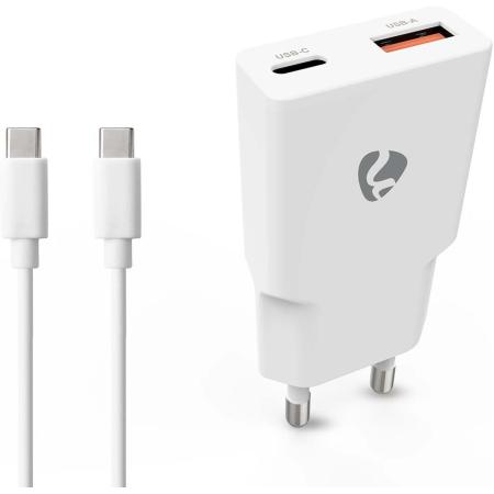 Nedis Charger | 20 W | Gan | PD3.0 | Outputs 2 | USB-A / USB-C | 1.50 M