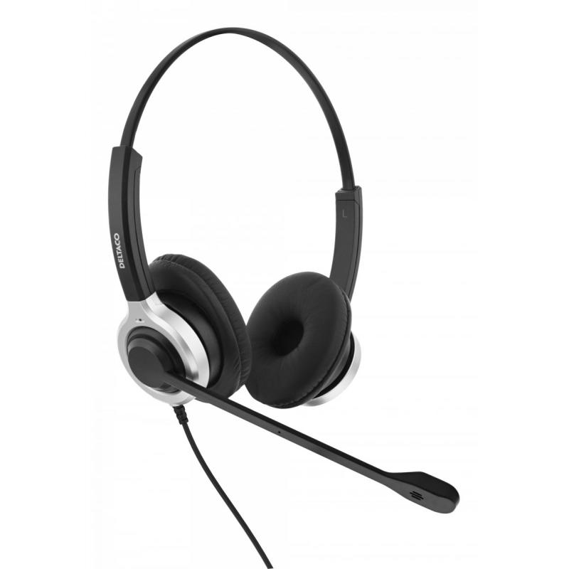 Deltaco Office USB Stereo Headset Teams + Webex Compatible Volume Control Black
