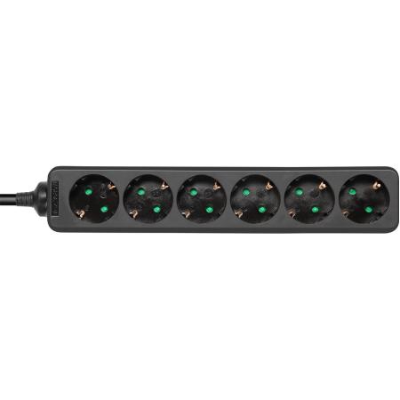 Deltaco Power Strip Geaard - 6-FOLD - 6XCEE 7/3 1XCEE 7/7 - 10 Meter - Black