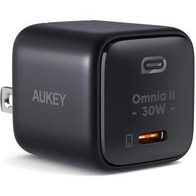 Aukey PA-B1L 30W USB-C Single Port Wall Charger - Black