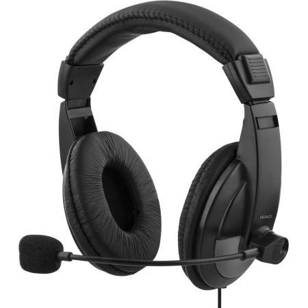 Deltaco Stereo Headset USB Over-Ear Microphone BULK - Black