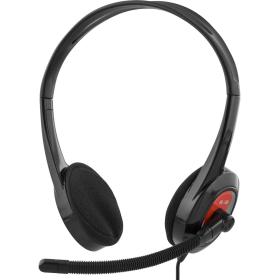 Deltaco Stereo Headset On-Ear Microphone 1X 3.5mm 4-PIN - Black/Red