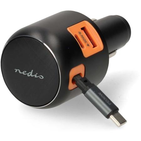 Nedis Car Charger | 60 W | Outputs: 3 | USB-A / USB-C | USB-C Cable | 0.70 M