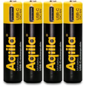 Aqiila Rechargable AAA Battery 4-pack USB-C Lithium 1.5V/600mAh