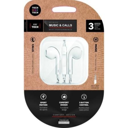 Auriculares Intrauditivos Tech One Tech earTECH TEC1011/ con Micrófono/ Mini Jack 3.5/ Blancos