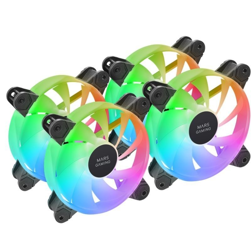 Pack 3 Ventiladores Mars Gaming MF-4A/ 12cm/ ARGB/ Negro