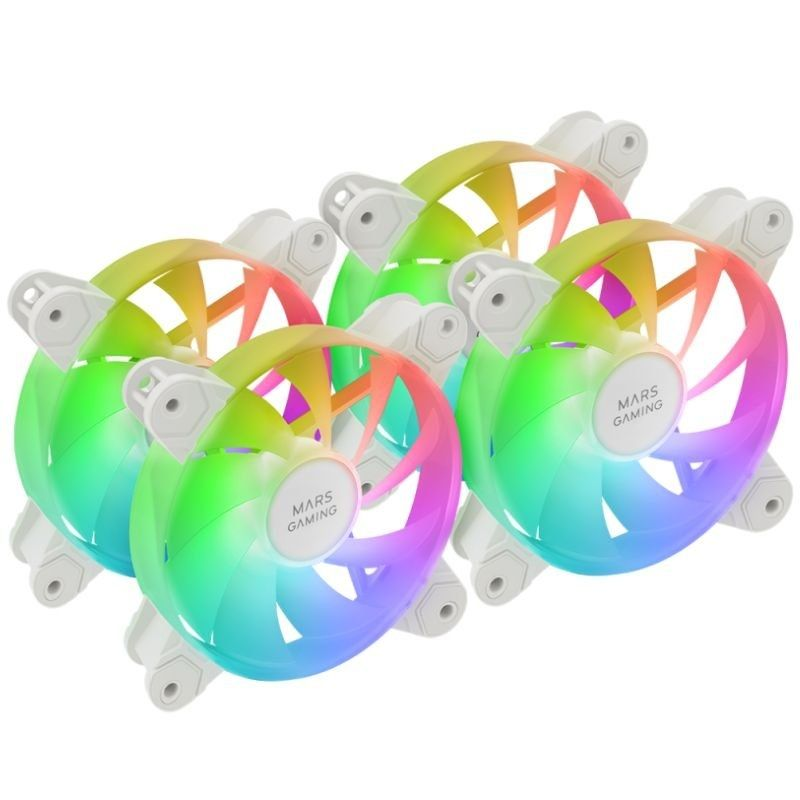 Pack 3 Ventiladores Mars Gaming MF-4A/ 12cm/ ARGB/ Blanco