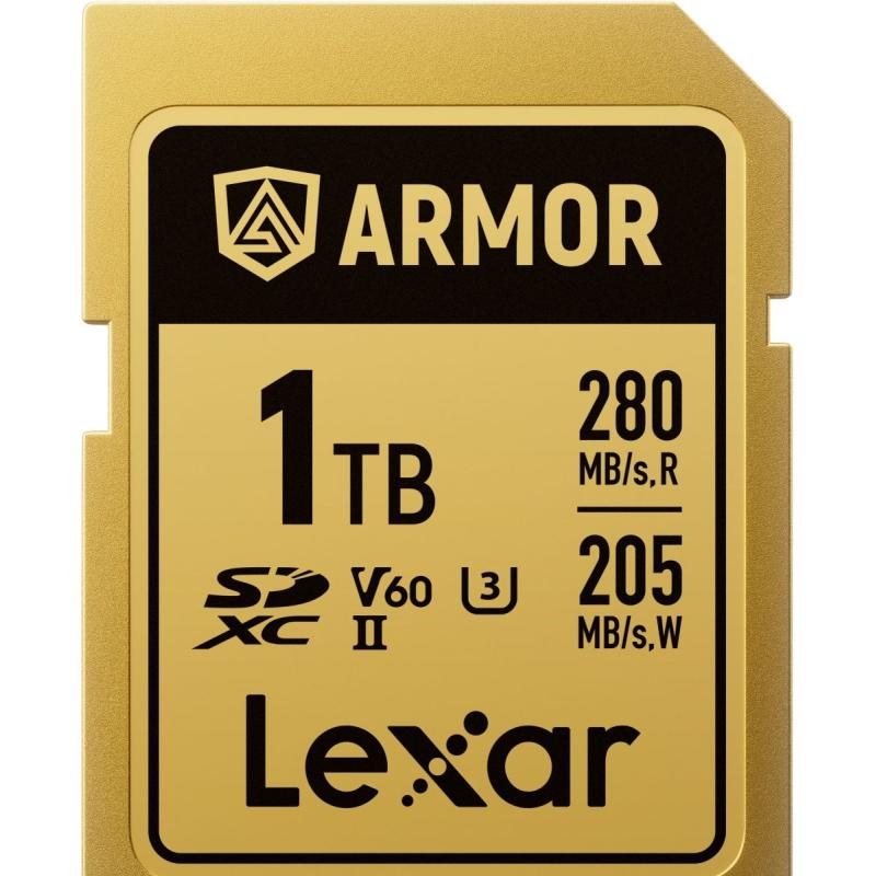 Lexar SDXC Pro Gold Series Armor UHS-II 1TB V60 IP68 Stainless Steel R280/W210MB
