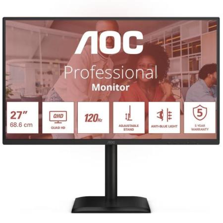 Monitor Profesional AOC Q27E4CV 27'/ QHD/ Multimedia/ Regulable en altura/ Negro