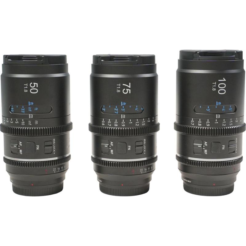Sirui Astra Series 50mm 75MM&amp;amp;100mm T1.8 1.33X Cine Lens Kit (E Mount Blue Flare)