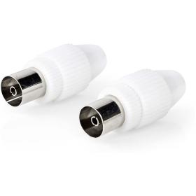 Nedis IEC (Coax) Connector| Female | 75 Ohm | 7.0 mm | Metal/PVC | White | 2 PCs
