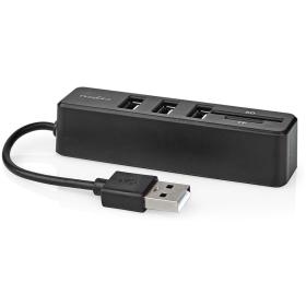 Nedis USB-Hub | 1X USB-A | 3X USB A Female | USB 2.0 | USB Powered| SD &amp;amp; MicroSD
