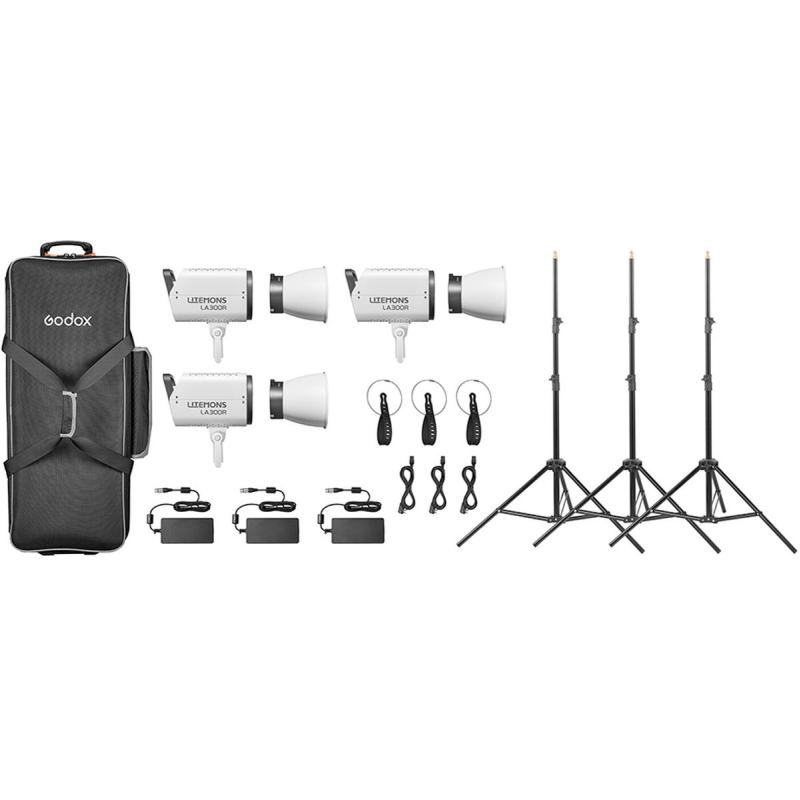 Godox Litemons LA300R RGB LED Video Light 3 Light Kit (White)
