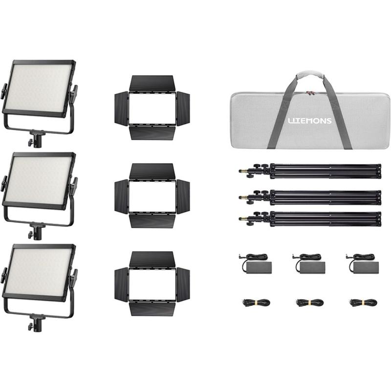 Godox LP600BI K3 Black Litemons Bi Colour LED Light Panel 3 Light Kit