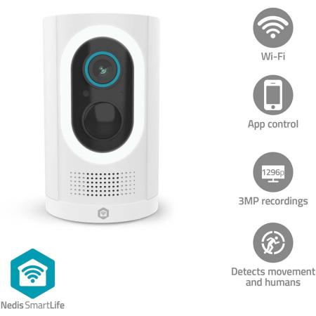 Nedis Smartlife Camera For Outside | WiFi | Spotlight | 3MP Full HD 1296p | IP65