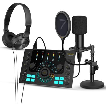 7Ryms Podcast Kit Solo - Caster Microphone Headphone