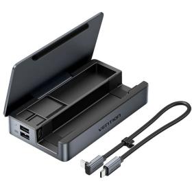 Docking USB Tipo-C para Steam Deck / Switch Vention TPZH0/ 2xHDMI 4K/ 3xUSB/ 1xUSB Tipo-C/ 1xUSB Tipo-C PD/ 1xRJ45/ 1xLector Tar