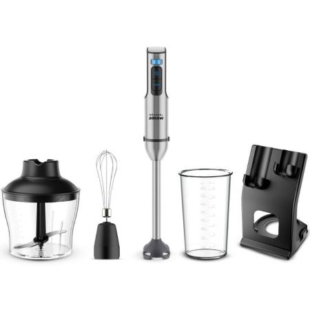 Batidora de mano Grunkel BM-2000SET/ 2000W/ Capacidad 0.8L/ Incluye Vaso, Picadora, Varilla y Soporte